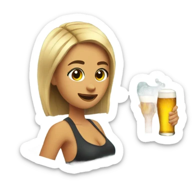 Girl in hot tub with beer sticker