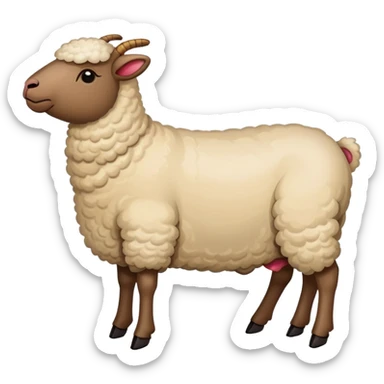 Xinjiang whole roasted lamb on spit with spices, simplified emoji style with bold outlines and bright colors, cartoon style entire cooked sheep sticker