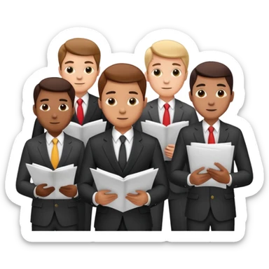 5 mens in business suits studying papers sticker