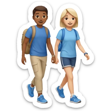 two friends walking together in casual clothing and trainers sticker
