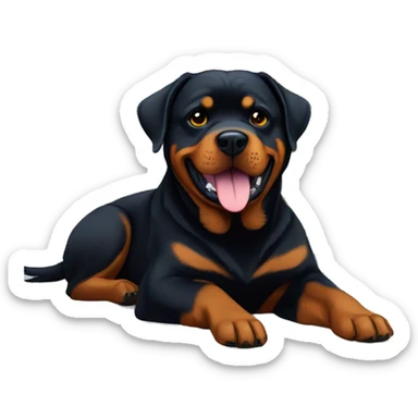 Rottweiler in christmas  day under a Christmas tree with colourful lights  sticker