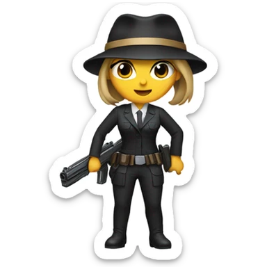 Female agent with gun sticker