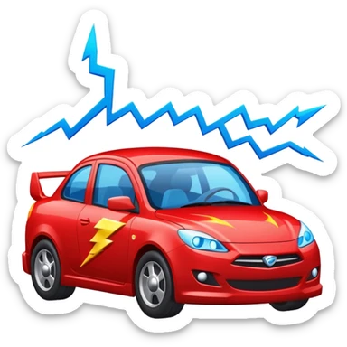 Un carro rojo con ojos azules y que tenga alerón y un Rayo y un 95 en las puertas  sticker