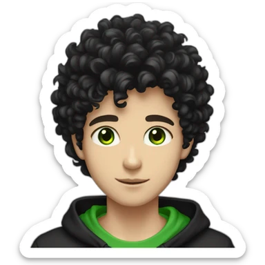 an EBOY blackhoodie green eyes curly black hair and caucasian sticker