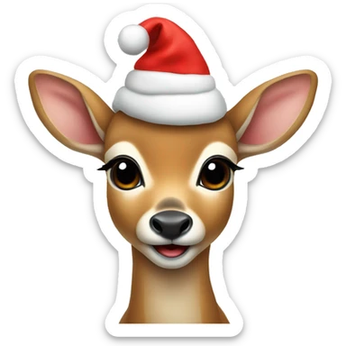 Baby deer with a Christmas hat  sticker