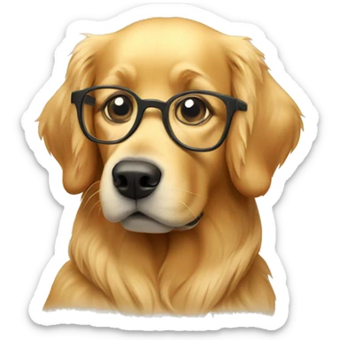 Golden retriever wearing glasses sticker