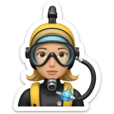 scuba diving girl with oxygen tank sticker