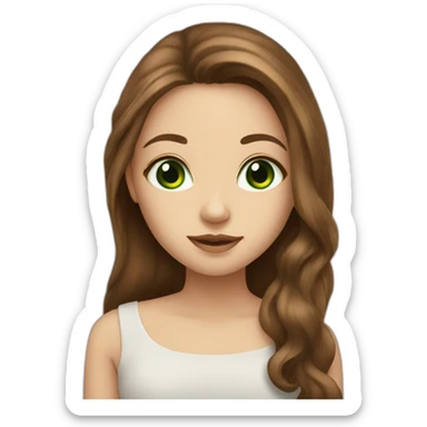 girl with long brown hair big green eyes full lips sticker