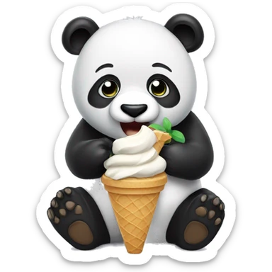 Panda eating ice cream sticker