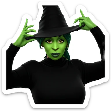 witchy girl with green skin sticker