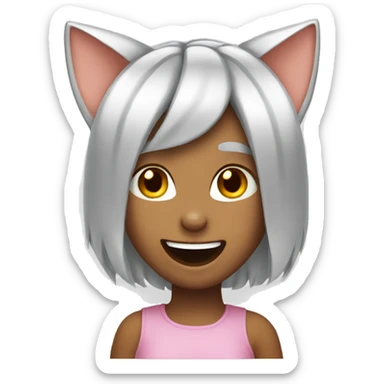 Laughing girl emoji cat ears sticker