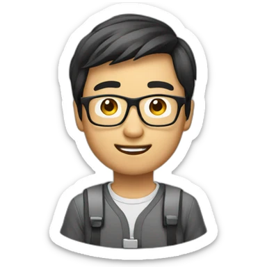 nerd asian IT guy sticker