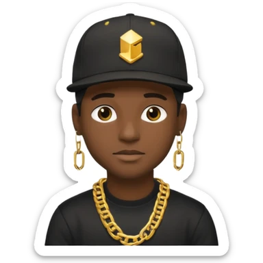 black guy with golden chains and a snapback cap sticker