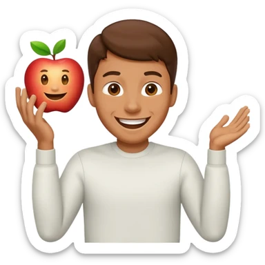 An apple style human emoji of a man air-humping in excitement  sticker