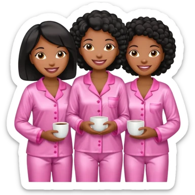 group of black women in pink pajamas high quality silky pajamas and like 20 women sticker