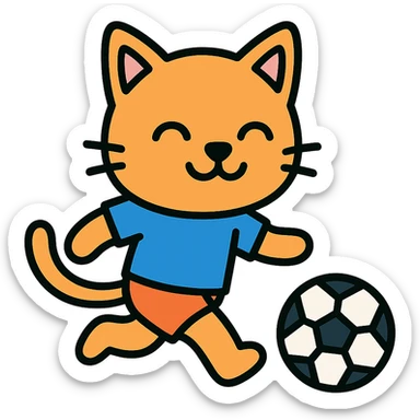 cat playing soccer sticker
