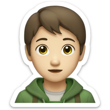 japanese asian kid with green eyes and brown hair sticker