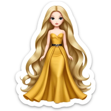 A fashion doll with long hair, stylish clothes, and a glamorous appearance, symbolizing beauty and fashion sticker