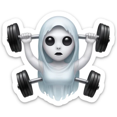 A ghost lifting dumbbells sticker