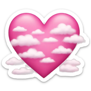 Pink heart with clouds sticker