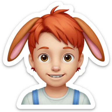 kid with braces bunny eared red haired sticker