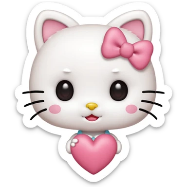 Genera esta emojis 🤍 con un hello Kitty en el medio sticker