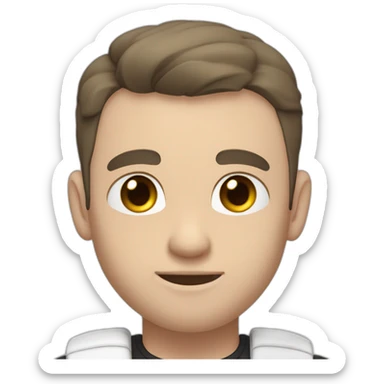 Pale skinned Fit Man With the biceps and dark brown hair in black shirt, gray sports shorts and white Sneakers Touches the back of the head sticker