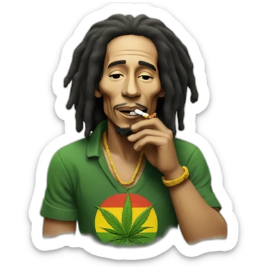 Bob Marley smoking cannabis sticker