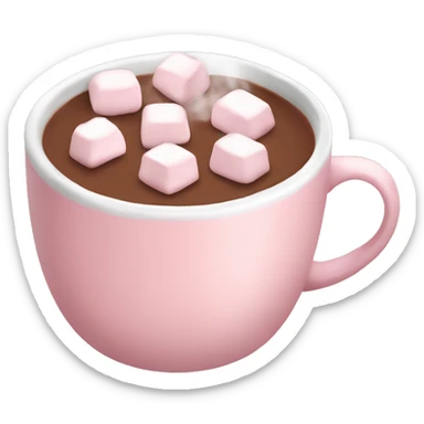 Light Pink mug of hot chocolate with marshmallows  sticker