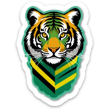 Green tiger with yellow stripes sticker