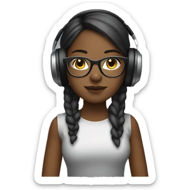 girl dj with glasses sticker