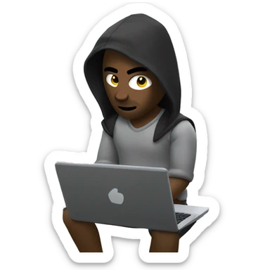 a man using the roblox cheat "thrax external" on his laptop sticker