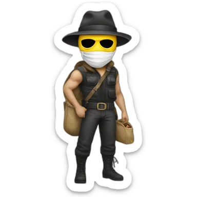 bandit in a mask and a bag of money sticker