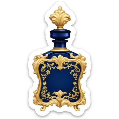 vintage rococo dark blue perfume  sticker