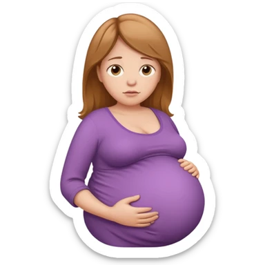 very heavily pregnant overdue woman with very very large belly sticker