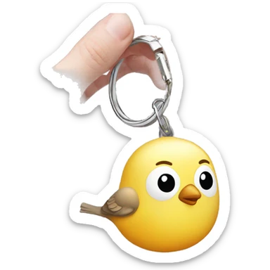 a keychain with a cute baby bird imprint on it  sticker