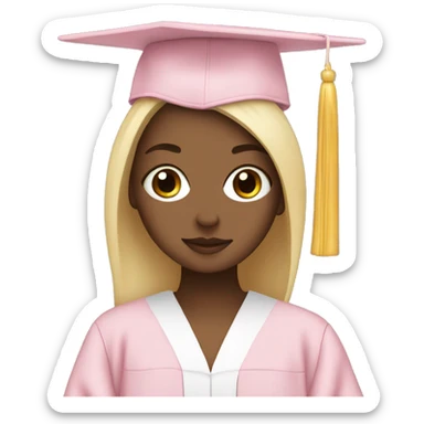 White Girl wearing baby pink graduation gown sticker