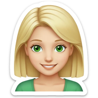 smiling girl with blonde hair with green eyes sticker
