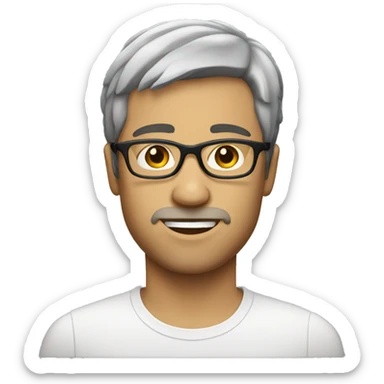 White person with short mullet and glasses sticker