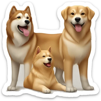 Red Alaskan malamute with gold Labrador playing sticker