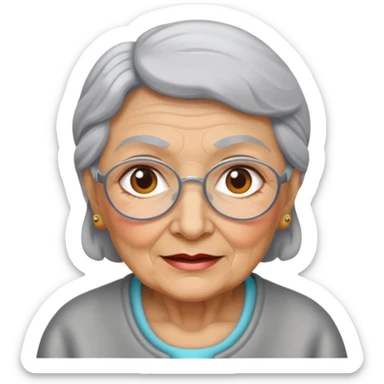 gray metal painted grandma face included sticker