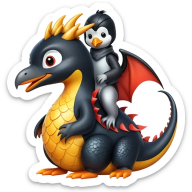 penguin riding a dragon sticker
