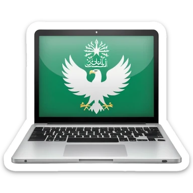 computer laptop with Saudi Arabia national emblem on screen sticker