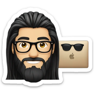zayn malik with long black hair and beard + spectacles and macbook sticker