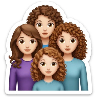 Three white girls, all of off this with brown hair but one whit straight one whit curly and one whit very curly sticker