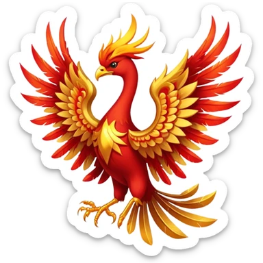 Red and gold rising phoenix, rebellion symbol from Morning Star sticker
