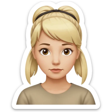 femme 35 ans blonde frange cheveux attachés sticker