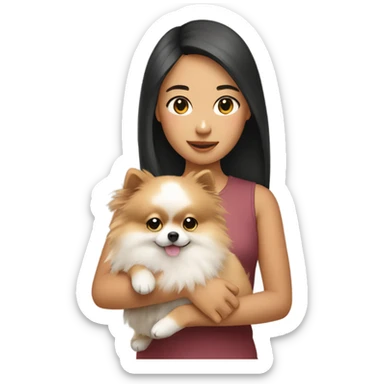 Asian girl holding pomeranian sticker