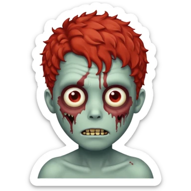 Create an emoji of zombie boy with red and short curly hair sticker