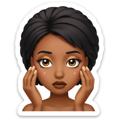 black baddie with long lashes facepalming, expressive, stylish, confident, emoji style sticker